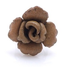 Moss Green Ruffled Sweet Rose Genuine Leather Ring