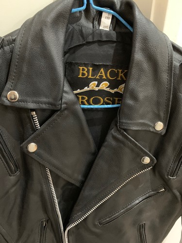 BLACK ROSE Leather Motorbike Jacket 