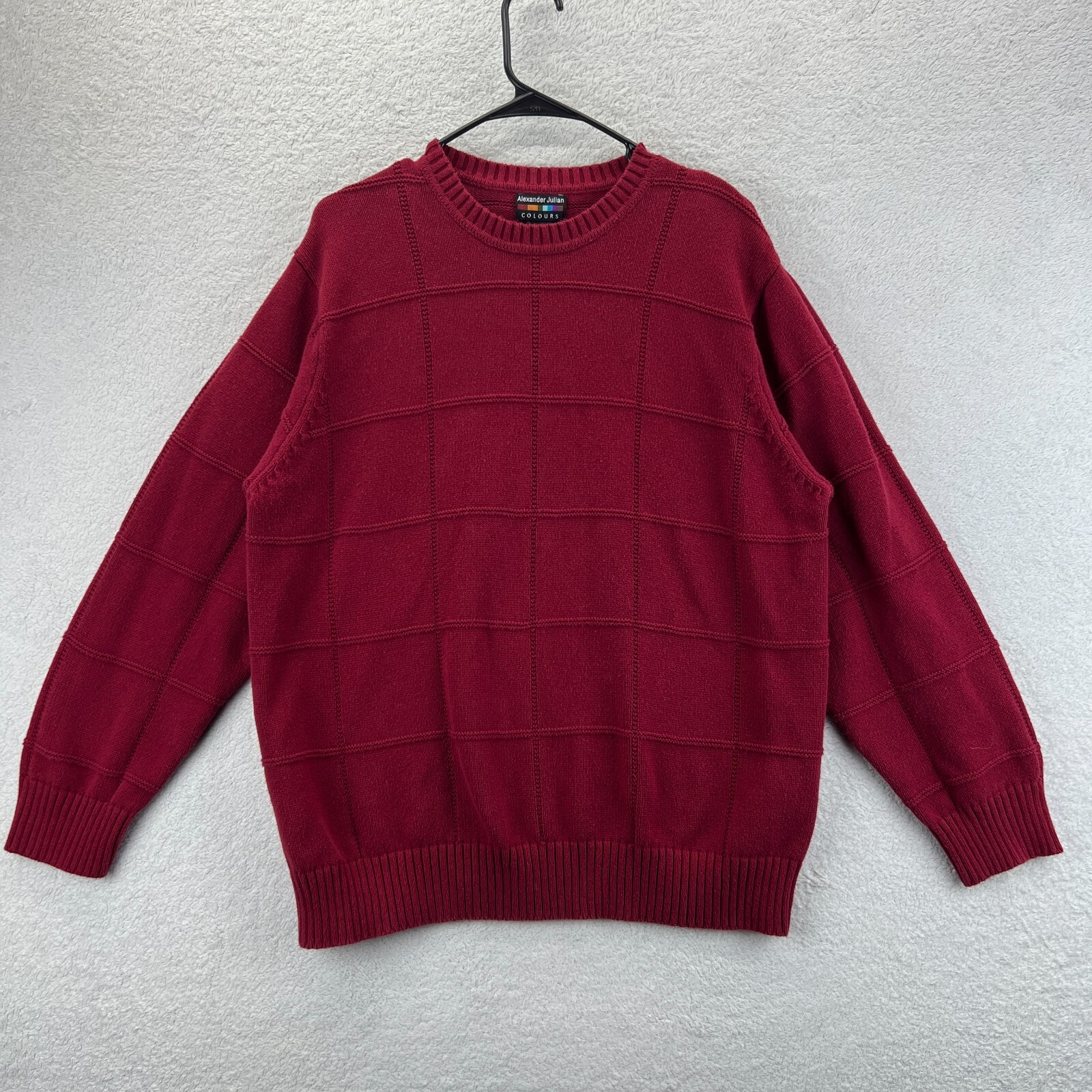 Alexander Julian Colours Men's Red Knit Crew Neck Pullover Sweater Size