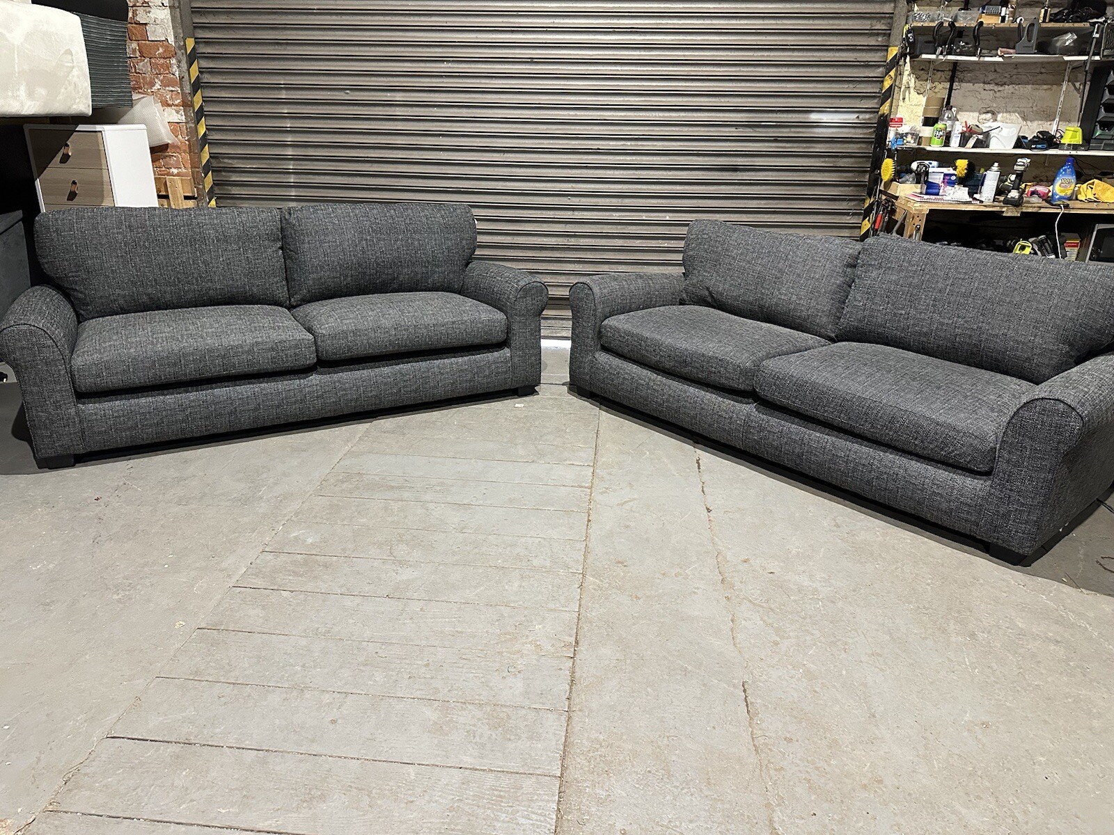 Habitat Lisbon Fabric 4 & 4 Seater Sofa Charcoal eBay