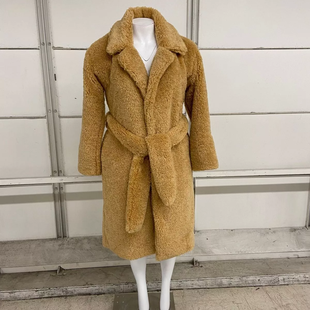Womens camel top belted coat