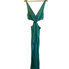 Ladies Emerald Green Maxi Dress Cut Out Size Large