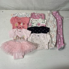 Infant Baby Girls Gerber Newborn Sleepers  Onesies 9 Items 100 Cotton