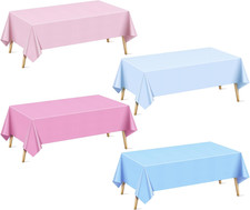 4 Pieces Light Pink & Blue Series Rectangle Tablecloth, 54x72" Solid Color Water