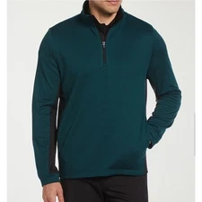 PGA Tour Mens Micro Jacquard Quarter-Zip Pullover Sweater Green Blue  Size XXL