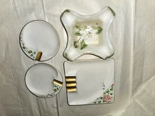 Vintage Lot Ashtrays Individual Ladies Fine China by "George"  & Milk Glass