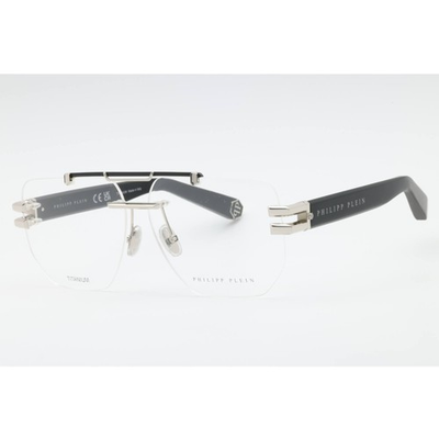 #ad Philipp Plein Men#x27;s Eyeglasses Palladium W Semi gloss Black Parts VPP087M 0K07 $192.31