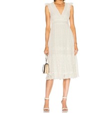 Ulla Johnson Marjorie Eyelet Ruffle White Cotton Dress Size 6 Blanc Cotton Lace