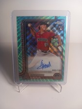 2025 Topps Chrome Cristian Mena Rookie Debut Auto RC Aqua Wave Refractor /199