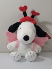 Hallmark Peanuts Angel Cupid Snoopy Dog Valentine  s Day Plush Pink Wings 8"