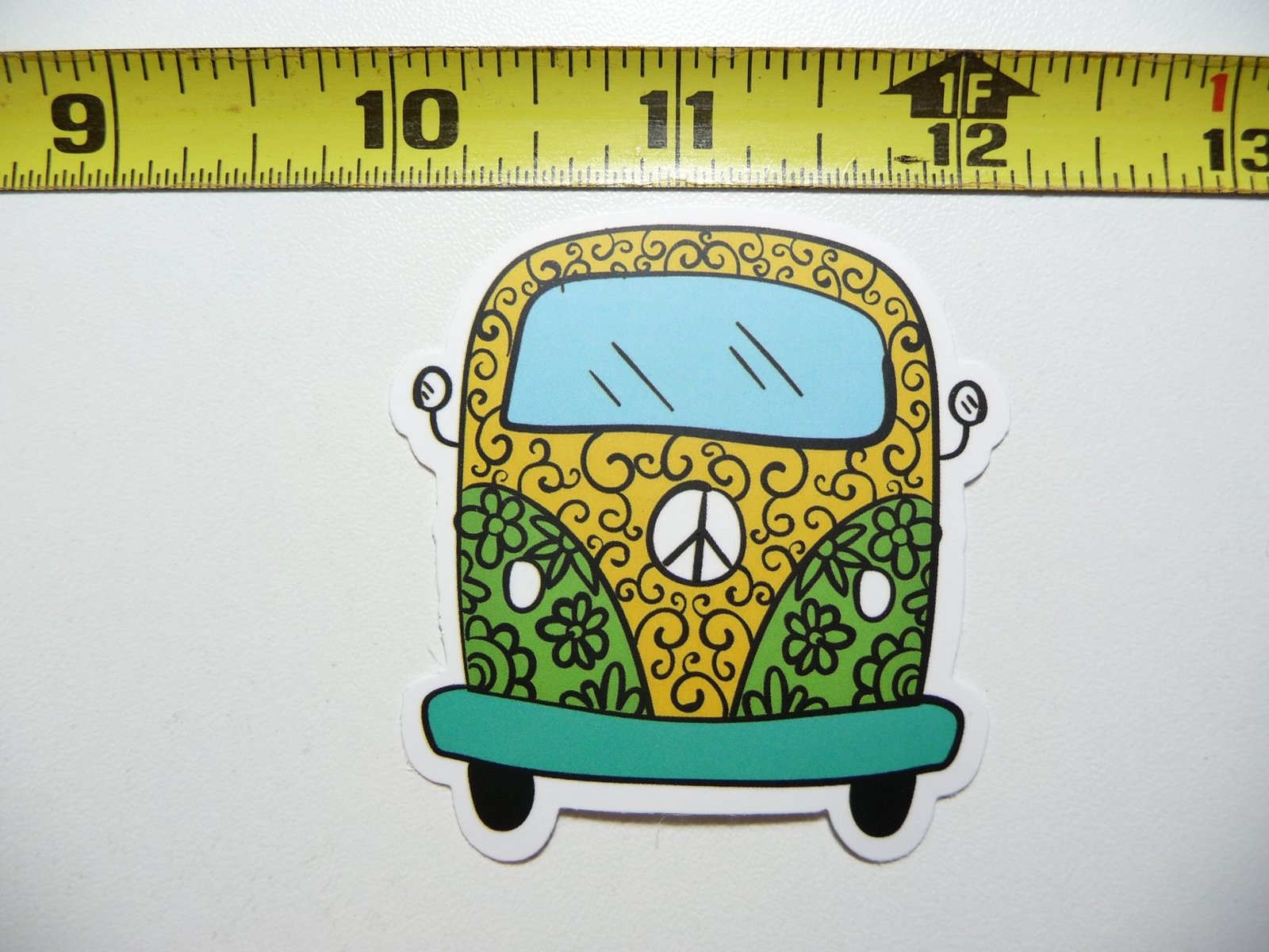 Hippie Van Decal Sticker Swirly Peace Camping Travel VW