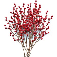 12 Pcs Artificial Red Berries Stems 13.5"Waterproof Berry Branches for Home diy.