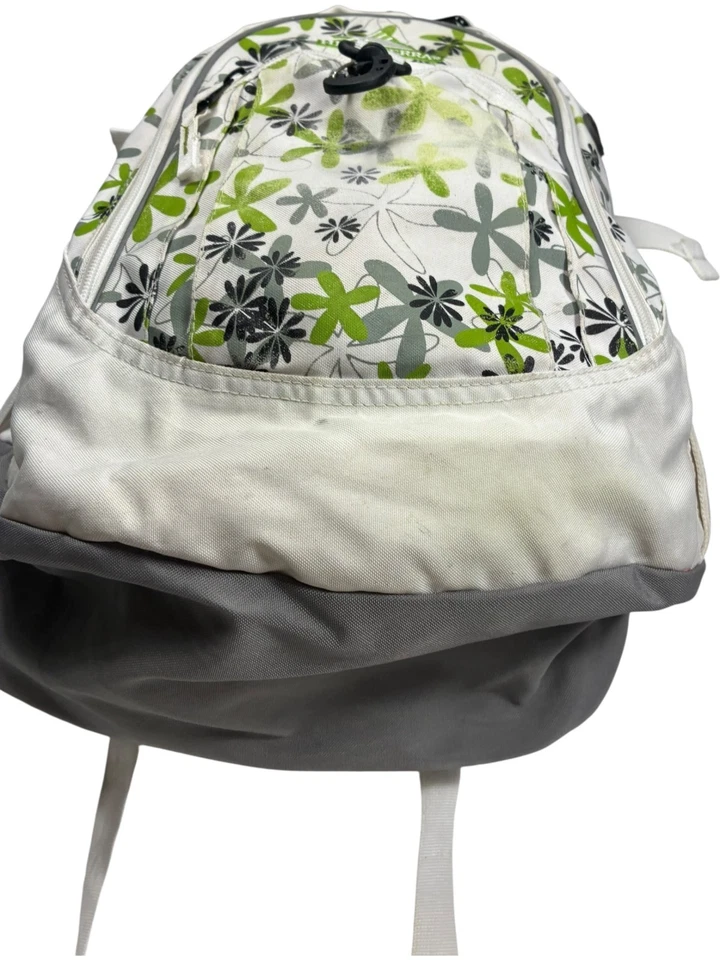 Mochila High Sierra 5420-110 branca com padrões florais verdes e cinza anos 70 - Imagem 4 de 4