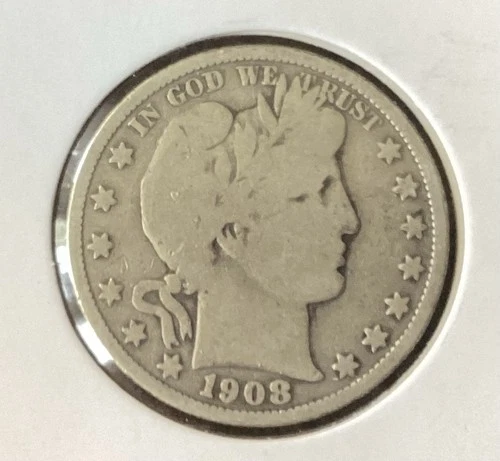 1908 O Barber Half Dollar, 90% Silver,  Free Shipping.