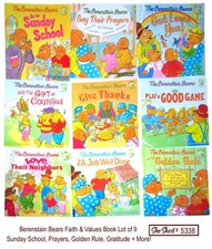 Berenstain Bears Lot of 9 Faith Values Paperback Books Sunday School Prayer Rule