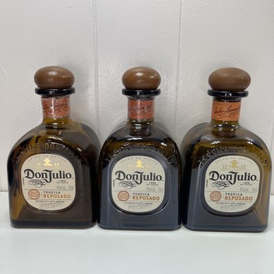 3 Don Julio REPOSADO Tequila Bottle with Cork Top 750mL Bottle Collection empty