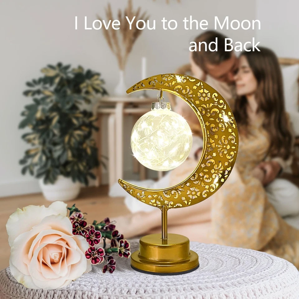 Lámpara de mesa decorativa, lámpara de luna creciente decoración de mesa de Ramadán, batería... Foto 4 de 4