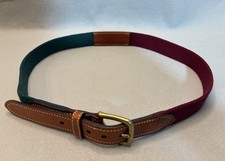 Tommy Hilfiger Vintage 90s Belt Mens 36 USA Made Leather Web Brass Buckle