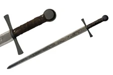Supplies 40.5” Hand Forged Carbon Steel Rustic Broad Sword with Leather Wrapp...