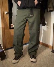 DICKIES 34x32 LOOSE FIT GREEN DOUBLE-KNEE WORKWEAR PANTS Excellent Condtion