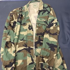 Vintage US ARMY Military Woodland Camo Coat BDU MEDIUM Long 8415-01-184-1331