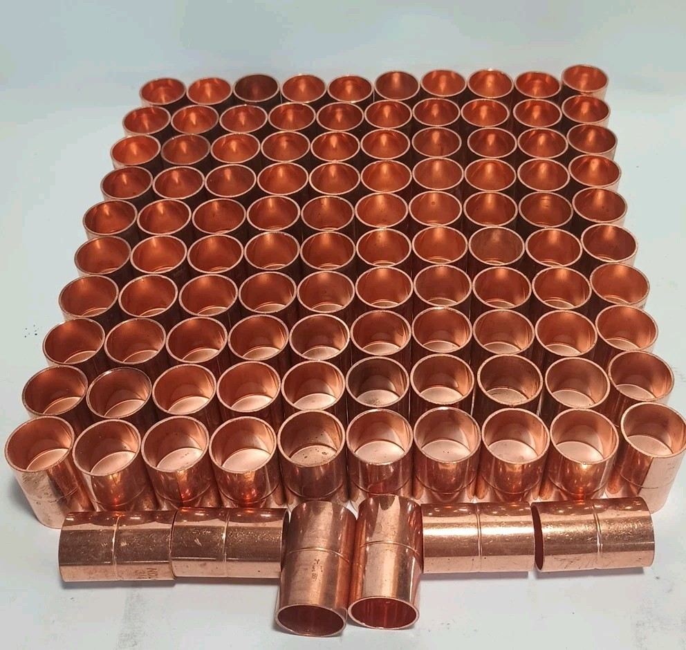 Qty 106 3/4" x 3/4" C x C Copper Coupling with Rolled Tube Stop