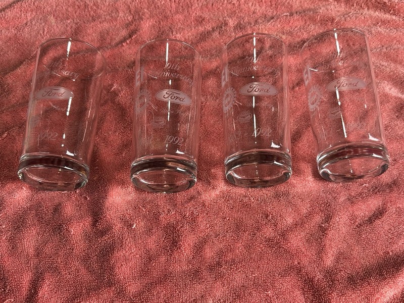 4 Original Box 5 1/2" LU 400 Drinking Glass Ford UAW Utica 10th Anniversary NOS