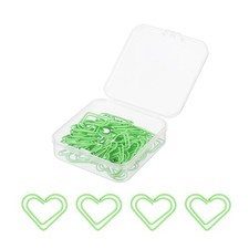 50pcs Paper Clip, Heart Style Paper Clip Small Cute, 23mm, Green