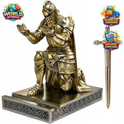 Stifthalter Ritter Statue Cloak Ornament mit Metallschwert Briefbeschwerer