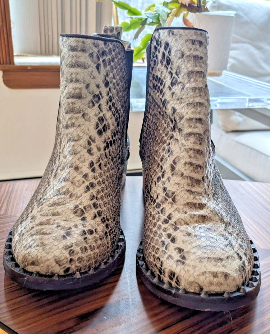 schultz boots 39 8 python snake leather chelsea c… - image 1