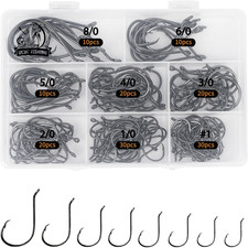 150/240Pcs Circle Fishing Hooks 2X Strong Offset Saltwater Catfish Octopus