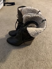 Moncler Brown Soft Quilted Leather Wedge Boot...