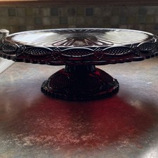 Vintage Avon Ruby Red 1876 Cape Cod Pedestal Cake Plate