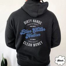 Dirty Hands Clean Money Blue Collar Hoodie   Lineman Welder Trucker Workwear