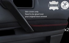 RED STITCH 2X FRONT DOOR ARMREST SUEDE COVERS FITS INFINITI FX35 FX45 03-08