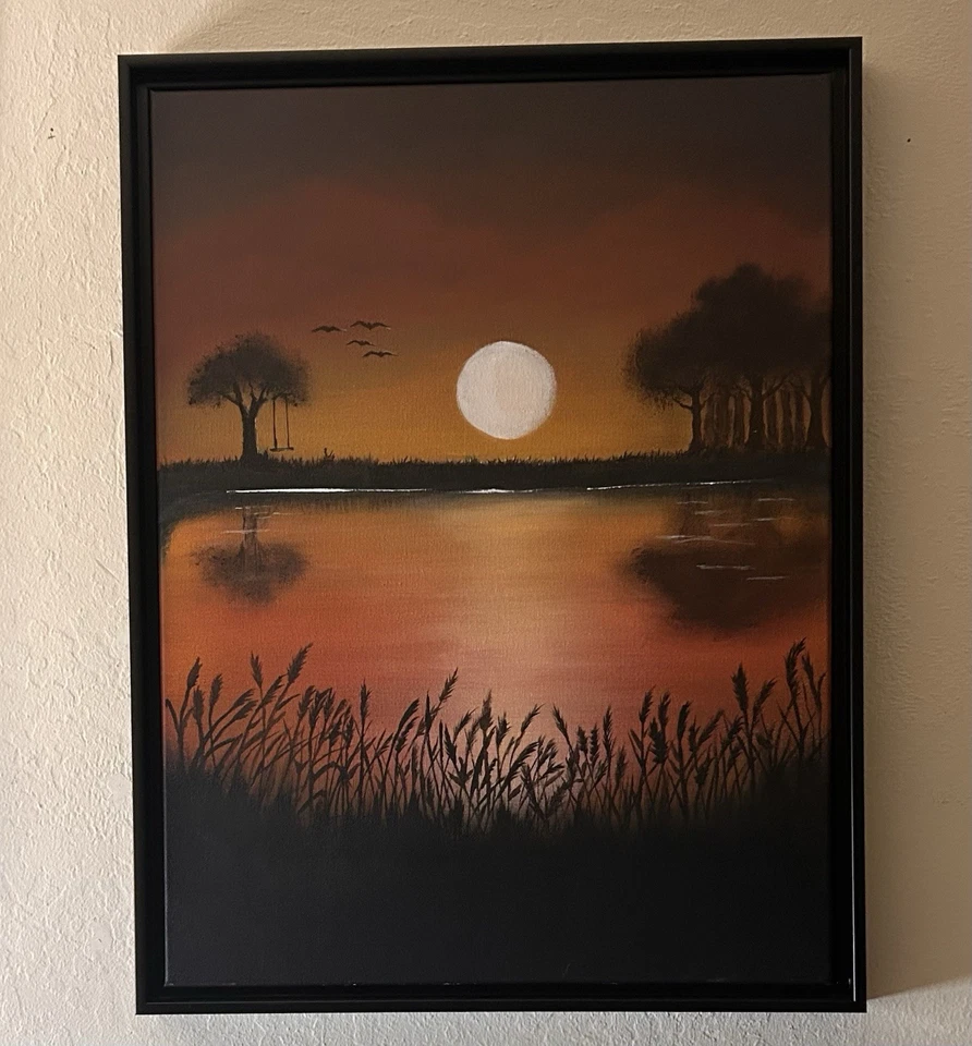 Safari Sunset Original Acrylic Painting 18"X24" Framed - Image 2 of 4