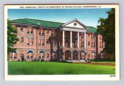 #ad Harrisonburg VA Virginia Junior Hall Dorms Madison College Vintage Postcard $0.99