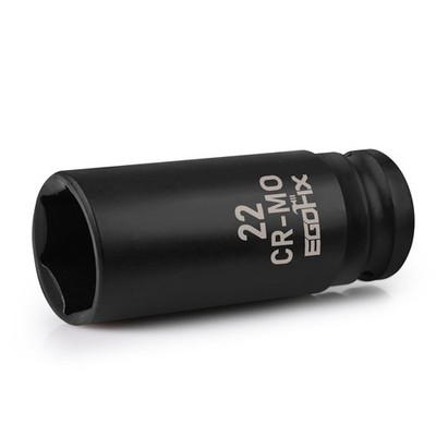 EGOFIX 22mm Socket 1/2'' Drive Deep Impact Metric Socket,CR-MO 22mm, 