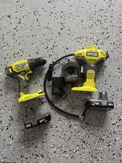 Ryobi ONE 18V 2 Tool Combo Kit Drill & Inflator w/ 2 Li Ion Batteries