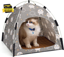 Cute Gray Pet Cave - Indoor Cat Tent and Pet House with Non-Slip Sole and Remova