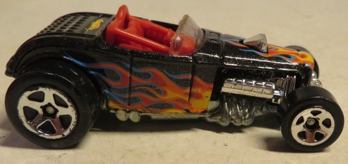 Hot Wheels Black Flames Deuce Roadster 1999 pressofuso interno nero auto giocattolo sciolta - Foto 5 di 18