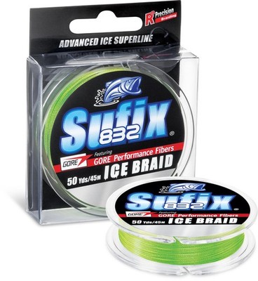 Sufix Advanced 832 Ice Braid Fishing Line, High-Strength, 6 lb, Neon Lime 