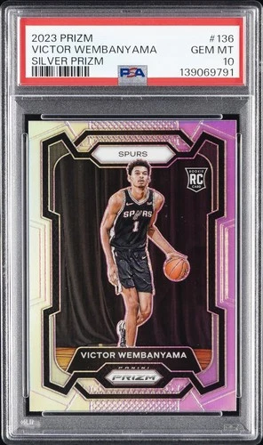 2023 PANINI PRIZM SILVER PRIZM #136 VICTOR WEMBANYAMA ROOKIE RC PSA 10