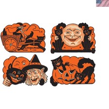 Nostalgic 9-Inch Halloween Cutouts - Double-Sided Vintage Designs for Displays