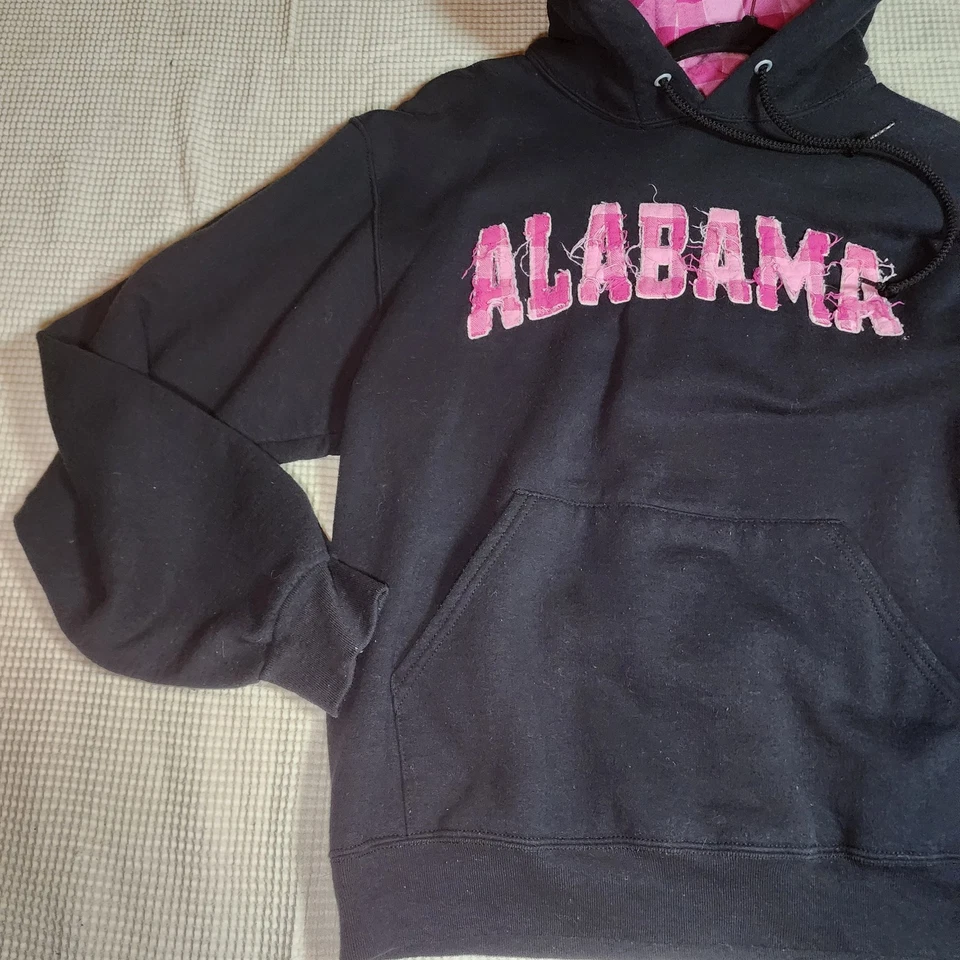 Sudadera con capucha negra Boxercraft con ALABAMA en rosa para mujer mediana universidad universitaria Foto 2 de 4