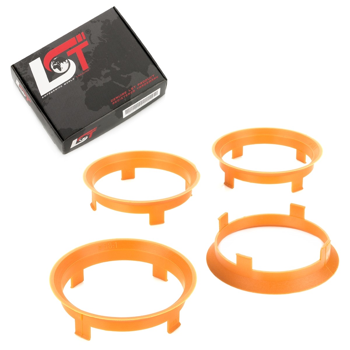 4x centering rings spacers Orange alloy wheels Ø 58.1 mm - Ø 60.1 mm for SEAT