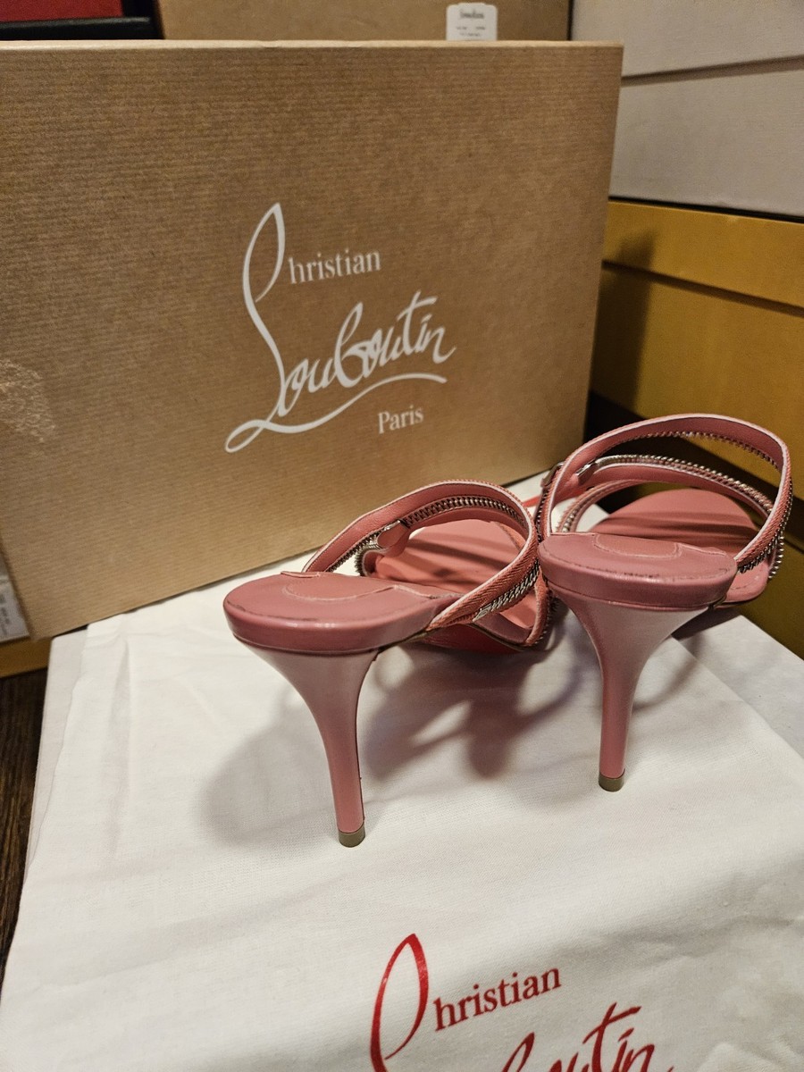 Christian Louboutin NEW Bon Bon Pink Meryl Zip 80 Heels Size 37.5