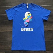 Smurfs T Shirt Girls S Smurflilly Smurfette Short Sleeves Blue