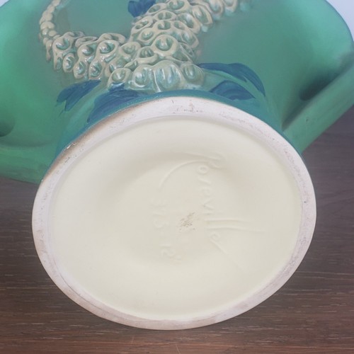 12in Roseville Pottery Green Basket Foxglove Shape 375-12 Vase - Picture 4 of 5