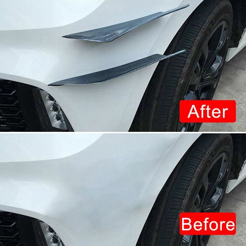 4x Carbon Fiber Look Car Bumper Fin Canard Splitter Diffuser Valence Spoiler Lip - Picture 10 of 11